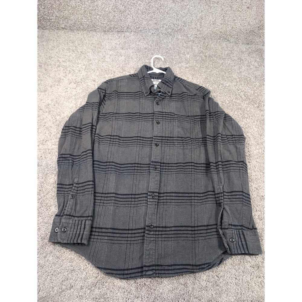 Blake Shelton Lands End Mens Gray Plaid Long Sleeve Button Up Shirt Size‎ Medium